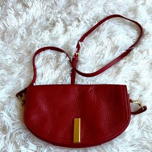 Genuine leather red crossbody/ clutch